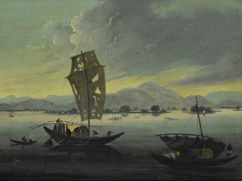1870-Percy Lindsay - Barche sul fiume Gange con le colline del Rajmahal sullo sfondo - British Library